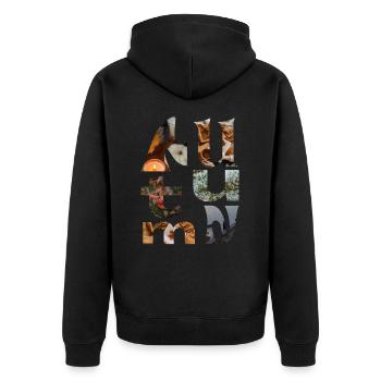 autumn | Herbst | Jahreszeit - Unisex Premium Bio Zip Hoodie - Schwarz - Hinten - Nico (187cm)