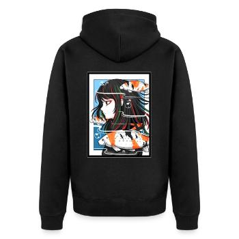 Anime Girl Otaku Fan Japanische Kultur Manga Girl - Unisex Premium Bio Zip Hoodie - Schwarz - Hinten - Nico (187cm)