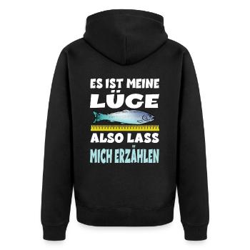 Es Ist Meine Lüge Also Lass Mich Erzählen für - Unisex Premium Bio Zip Hoodie - Schwarz - Hinten - Nico (187cm)