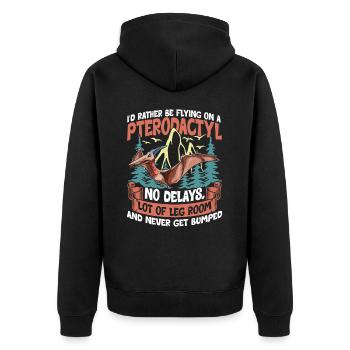 I'd Rather Be Flying On A Pterodactyl - Unisex Premium Bio Zip Hoodie - Schwarz - Hinten - Nico (187cm)