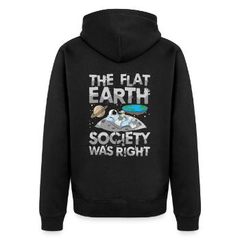 The Flat Earth Society Was Right - Unisex Premium Bio Zip Hoodie - Schwarz - Hinten - Nico (187cm)