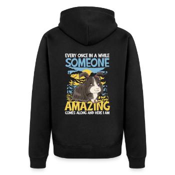 Someone Amazing Comes Along And here I Am - Unisex Premium Bio Zip Hoodie - Schwarz - Hinten - Nico (187cm)