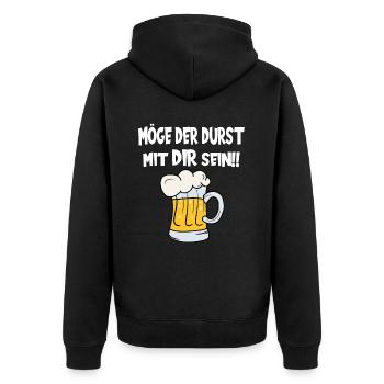 Möge der Durst mit dir sein! Biertrinker Bierfest - Unisex Premium Bio Zip Hoodie - Schwarz - Hinten - Nico (187cm)