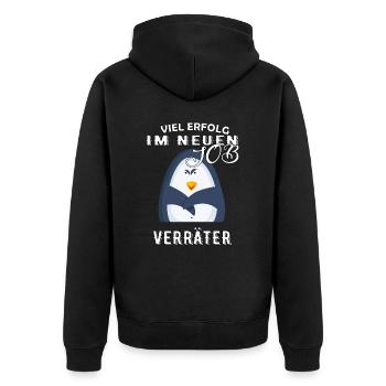 Viel Erfolg im neuen Job Verräter Abschied Jobwech - Unisex Premium Bio Zip Hoodie - Schwarz - Hinten - Nico (187cm)