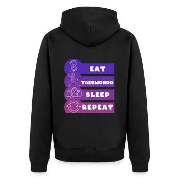 Manger Taekwondo Sommeil Répéter arts martiaux - Veste à capuche bio Premium Unisexe - noir - Dos - Nico (187cm)