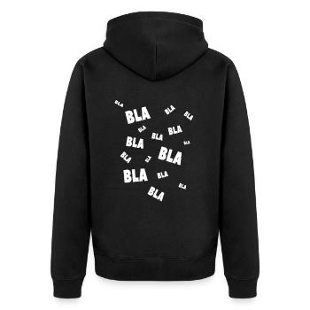 Reden Dauersprechen Ununterbrochen Labern - Unisex Premium Bio Zip Hoodie - Schwarz - Hinten - Nico (187cm)