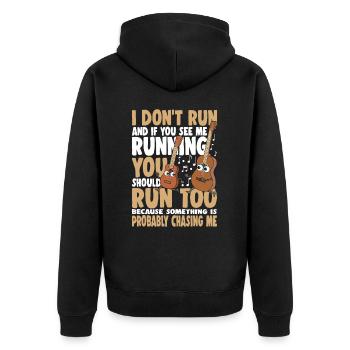I Don't Run And If You See Me Running You Should - Unisex Premium Bio Zip Hoodie - Schwarz - Hinten - Nico (187cm)