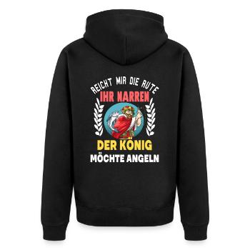 Reicht mir die Rute der König will angeln für - Unisex Premium Bio Zip Hoodie - Schwarz - Hinten - Nico (187cm)