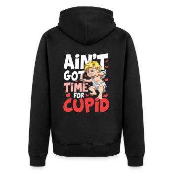 Ain't Got Time For Cupid für den Partner - Unisex Premium Bio Zip Hoodie - Schwarz - Hinten - Nico (187cm)