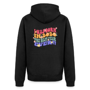 Ich Wurde Im Jahr 2020 Geboren Das Beste Jahr - Unisex Premium Bio Zip Hoodie - Schwarz - Hinten - Nico (187cm)