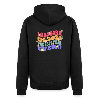 Ich Wurde Im Jahr 2021 Geboren Das Beste Jahr - Unisex Premium Bio Zip Hoodie - Schwarz - Hinten - Nico (187cm)