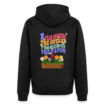 1 an la fleur la plus douce du jardinier - Veste à capuche bio Premium Unisexe - noir - Dos - Nico (187cm)