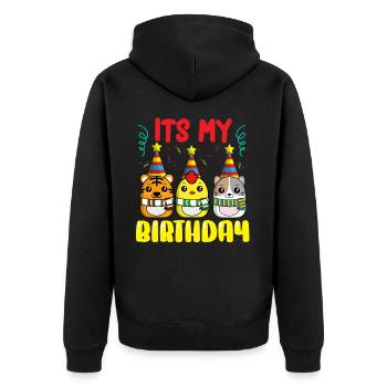 Not allowed in Nice Class 9,16; UK, EM, US - Unisex Premium Organic Zip Hoodie - black - Back - Nico (187cm)