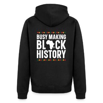 Diligently Making Black History Africa - Unisex Premium Organic Zip Hoodie - black - Back - Nico (187cm)
