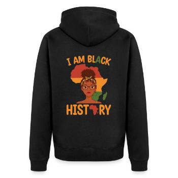 I'm Black Story Mother's Day Juneteenth - Unisex Premium Organic Zip Hoodie - black - Back - Nico (187cm)