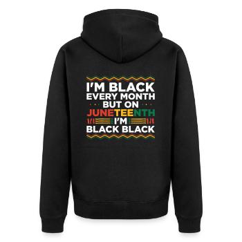Je suis noir tous les mois sauf Juneteenth - Veste à capuche bio Premium Unisexe - noir - Dos - Nico (187cm)