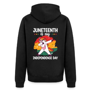 Juneteenth is my independence day unicorn - Unisex Premium Organic Zip Hoodie - black - Back - Nico (187cm)