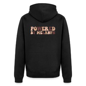 Powered By Melanin Proud Melanated Black - Unisex Premium Organic Zip Hoodie - black - Back - Nico (187cm)
