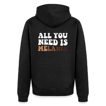 Tout ce dont vous avez besoin est de mélanine fière noire mélanée - Veste à capuche bio Premium Unisexe - noir - Dos - Nico (187cm)