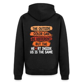 Die Äußere Farbe Kann Unterschiedlich Sein - Unisex Premium Bio Zip Hoodie - Schwarz - Hinten - Nico (187cm)