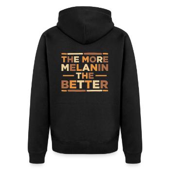 The more melanin, the better Proud Melanated - Unisex Premium Organic Zip Hoodie - black - Back - Nico (187cm)