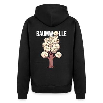 Baumwolle Cotton Tree Animals Fluffy Sheep Earth - Unisex Premium Bio Zip Hoodie - Schwarz - Hinten - Nico (187cm)