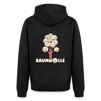 Baumwolle Cotton Tree Animals Fluffy Sheep Earth - Unisex Premium Bio Zip Hoodie - Schwarz - Hinten - Nico (187cm)
