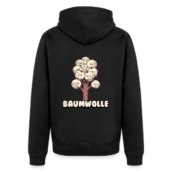 Baumwolle Cotton Tree Animals Fluffy Sheep Earth - Unisex Premium Bio Zip Hoodie - Schwarz - Hinten - Nico (187cm)