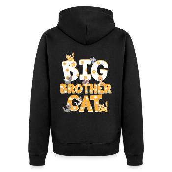 Großer Bruder Katze Bunte Katzen Lustiges - Unisex Premium Bio Zip Hoodie - Schwarz - Hinten - Nico (187cm)