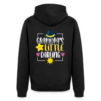 Grandpa's Little Darling Kiddie Sun Star Kinder - Unisex Premium Bio Zip Hoodie - Schwarz - Hinten - Nico (187cm)