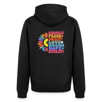 Gentillesse Paix Égalité Amour Espoir - Veste à capuche bio Premium Unisexe - noir - Dos - Nico (187cm)
