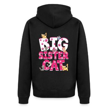 Grande soeur Chat Chats colorés Drôles de frères et sœurs - Veste à capuche bio Premium Unisexe - noir - Dos - Nico (187cm)