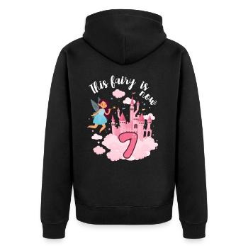 This fairy is now 7 Magic Castle 7. - Unisex Premium Organic Zip Hoodie - black - Back - Nico (187cm)