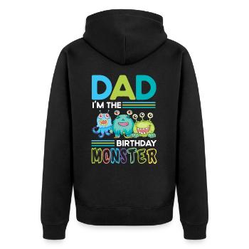 Vater Des Geburtstagsmonsters Familie Geschwister - Unisex Premium Bio Zip Hoodie - Schwarz - Hinten - Nico (187cm)