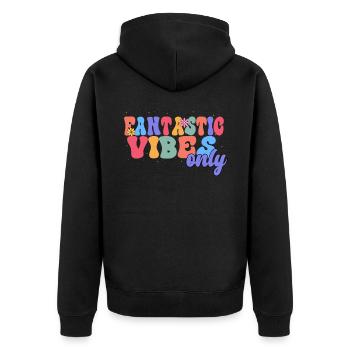 Fantastic Vibes Nur Florist Botanical Flower - Unisex Premium Bio Zip Hoodie - Schwarz - Hinten - Nico (187cm)