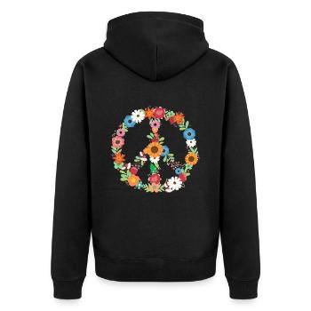 Bouquet of Peace Signs Botanical - Unisex Premium Organic Zip Hoodie - black - Back - Nico (187cm)