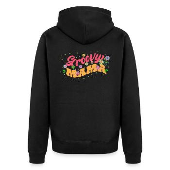 Groovy Mama Floral Wildflowers Flower Gardener - Unisex Premium Bio Zip Hoodie - Schwarz - Hinten - Nico (187cm)
