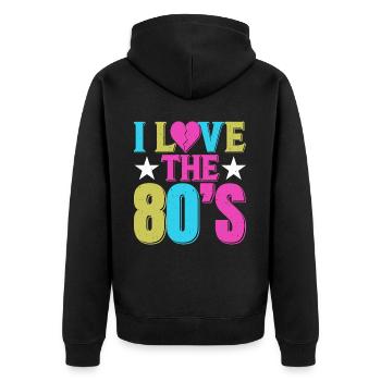 J’adore le vintage rétro des années 80 des années 1980 | Costume des années 80 - Veste à capuche bio Premium Unisexe - noir - Dos - Nico (187cm)