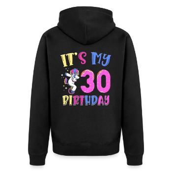 Es Ist Mein 30. Geburtstag Dabbing Unicorn Pony - Unisex Premium Bio Zip Hoodie - Schwarz - Hinten - Nico (187cm)