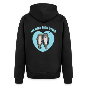 Wir Brauchen Jeden Otter | Otter-liebhaber Shirt - Unisex Premium Bio Zip Hoodie - Schwarz - Hinten - Nico (187cm)