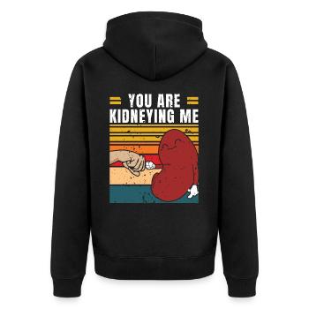 Are You Kidding Me | Lustiges Geschenk | Lustiger - Unisex Premium Bio Zip Hoodie - Schwarz - Hinten - Nico (187cm)