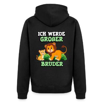 Ich Bin Bereit Für Meinen Kleinen Bruder, Aber - Unisex Premium Bio Zip Hoodie - Schwarz - Hinten - Nico (187cm)