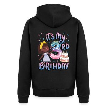 It's My 3rd Birthday Melanin Kid Juneteenth - Unisex Premium Organic Zip Hoodie - black - Back - Nico (187cm)