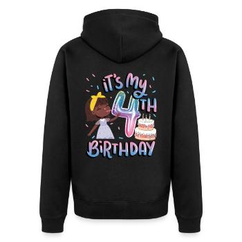 It's My 4th Birthday Melanin Kid Juneteenth - Unisex Premium Organic Zip Hoodie - black - Back - Nico (187cm)