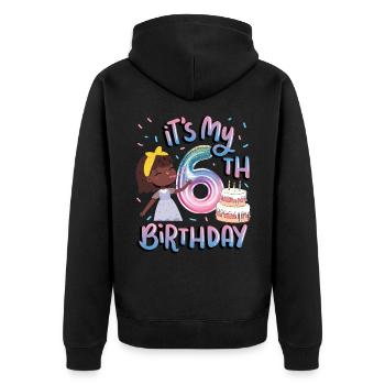 It's my 6th birthday Melanin Kid Juneteenth - Unisex Premium Organic Zip Hoodie - black - Back - Nico (187cm)