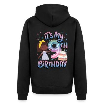 It's my 9th birthday Melanin Kid Juneteenth - Unisex Premium Organic Zip Hoodie - black - Back - Nico (187cm)