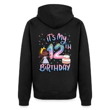It's my 12th birthday Melanin Kid Juneteenth - Unisex Premium Organic Zip Hoodie - black - Back - Nico (187cm)