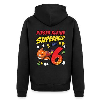 Dieser Kleine Superheld Ist 6 Katzenbesitzer 6. - Unisex Premium Bio Zip Hoodie - Schwarz - Hinten - Nico (187cm)