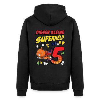 Dieser Kleine Superheld Ist 5 Katzenbesitzer 5. - Unisex Premium Bio Zip Hoodie - Schwarz - Hinten - Nico (187cm)
