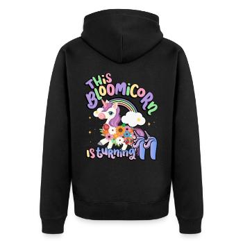 Bloomicorn Is Turning 11 Einhorn 11. Geburtstag - Unisex Premium Bio Zip Hoodie - Schwarz - Hinten - Nico (187cm)